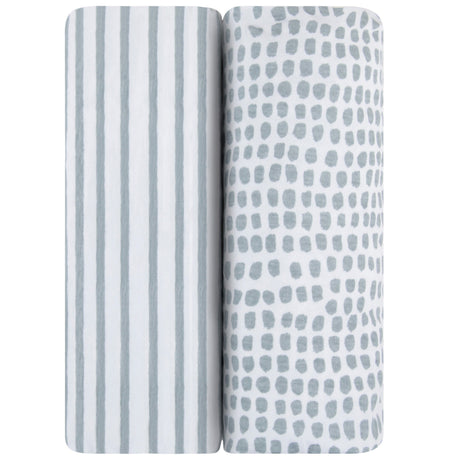 Waterproof Changing Pad Cover | Cradle Sheet Set - Misty Blue Stripes & Splash - HoneyBug 