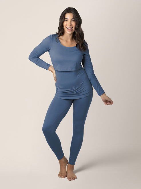 Jane Nursing Pajama Set | Slate Blue - HoneyBug 