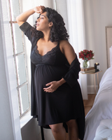 Lucille Maternity & Nursing Nightgown | Black - HoneyBug 