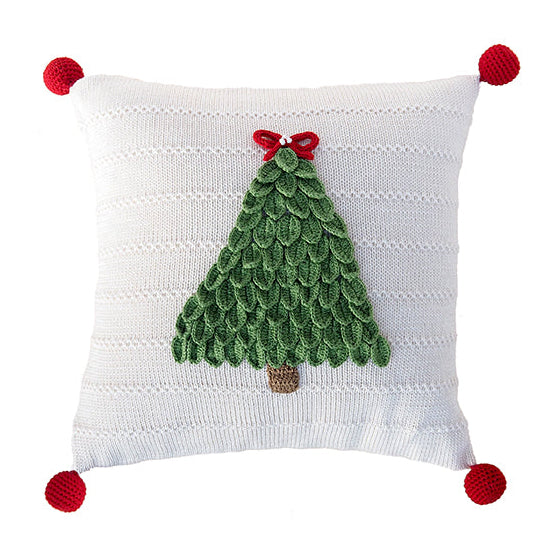 Christmas Tree 12" Pillow, Ecru