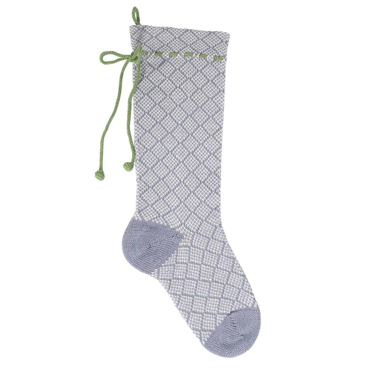 Grey Patterned Stocking with Green Bow