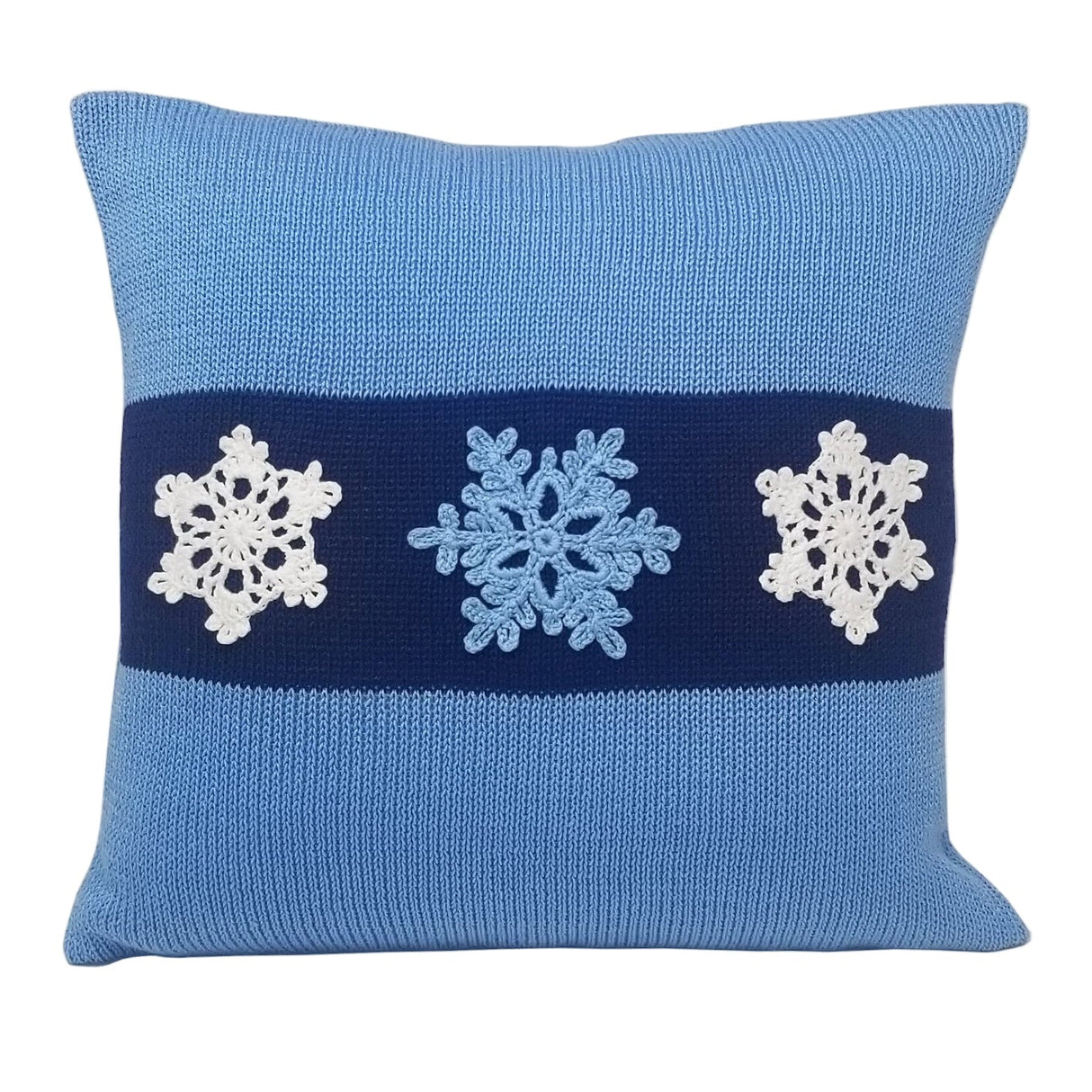 Blue Snowflake Pillow, 12"