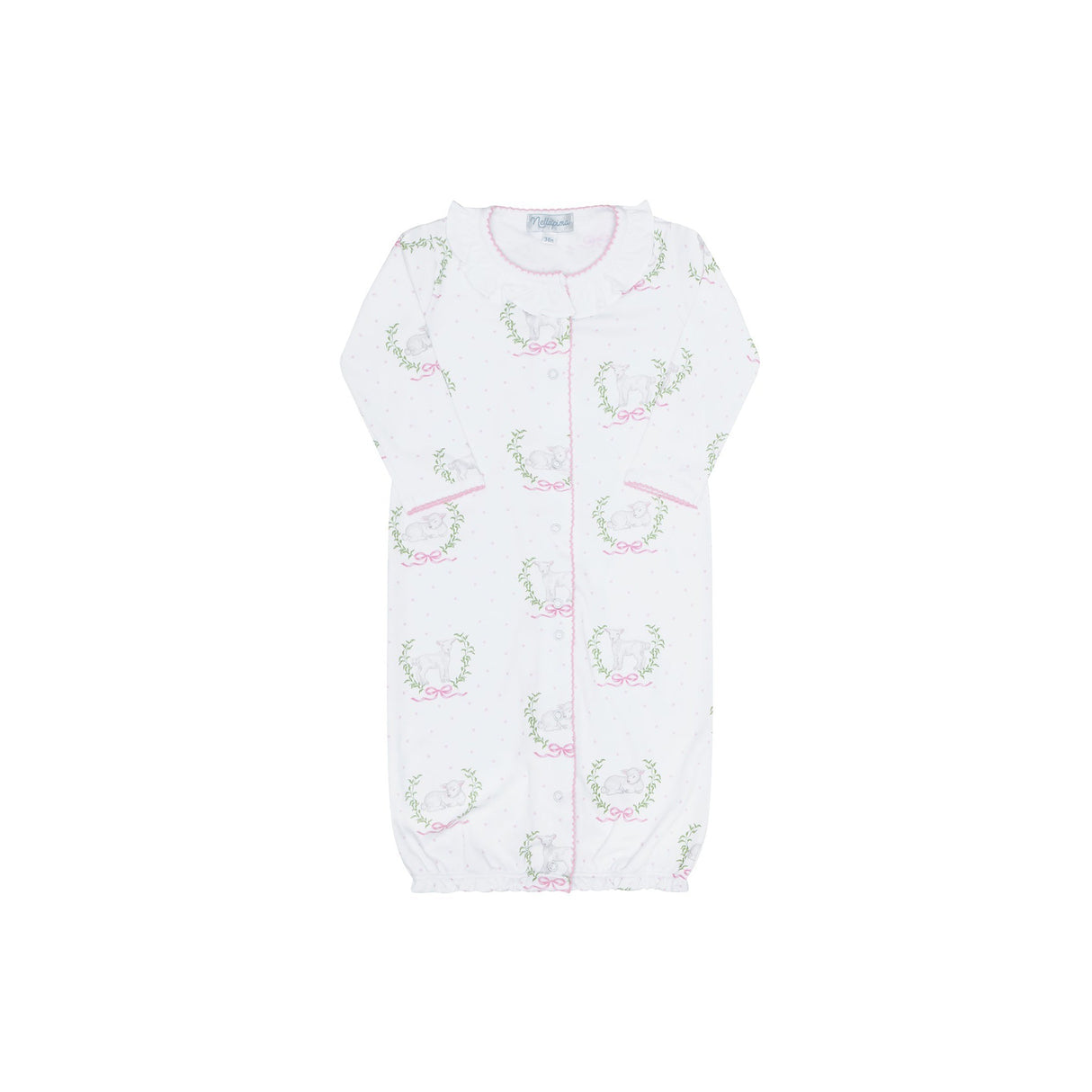 Pink Lamb Print Converter Gown - HoneyBug 