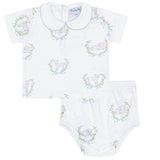 Blue Lamb Print Diaper Cover Set
