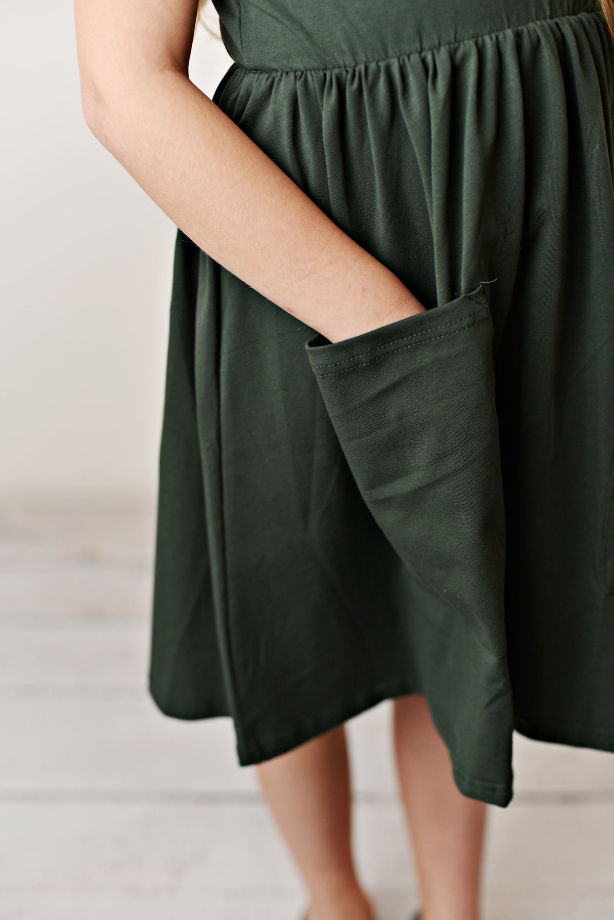 Army Green Ruffle Twirl Dress - HoneyBug 
