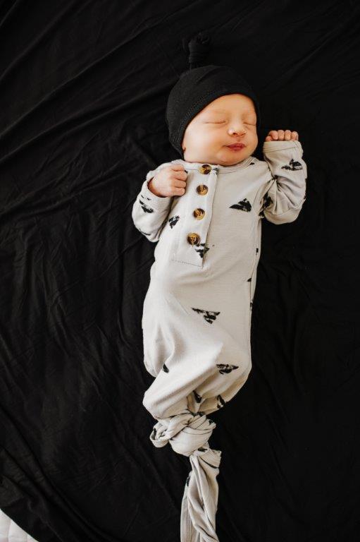 Knotted Baby Gown - Black Triangles