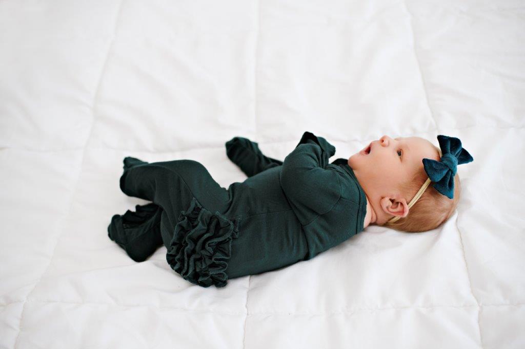 Ruffle 2 Way Zip Romper - Dark Teal