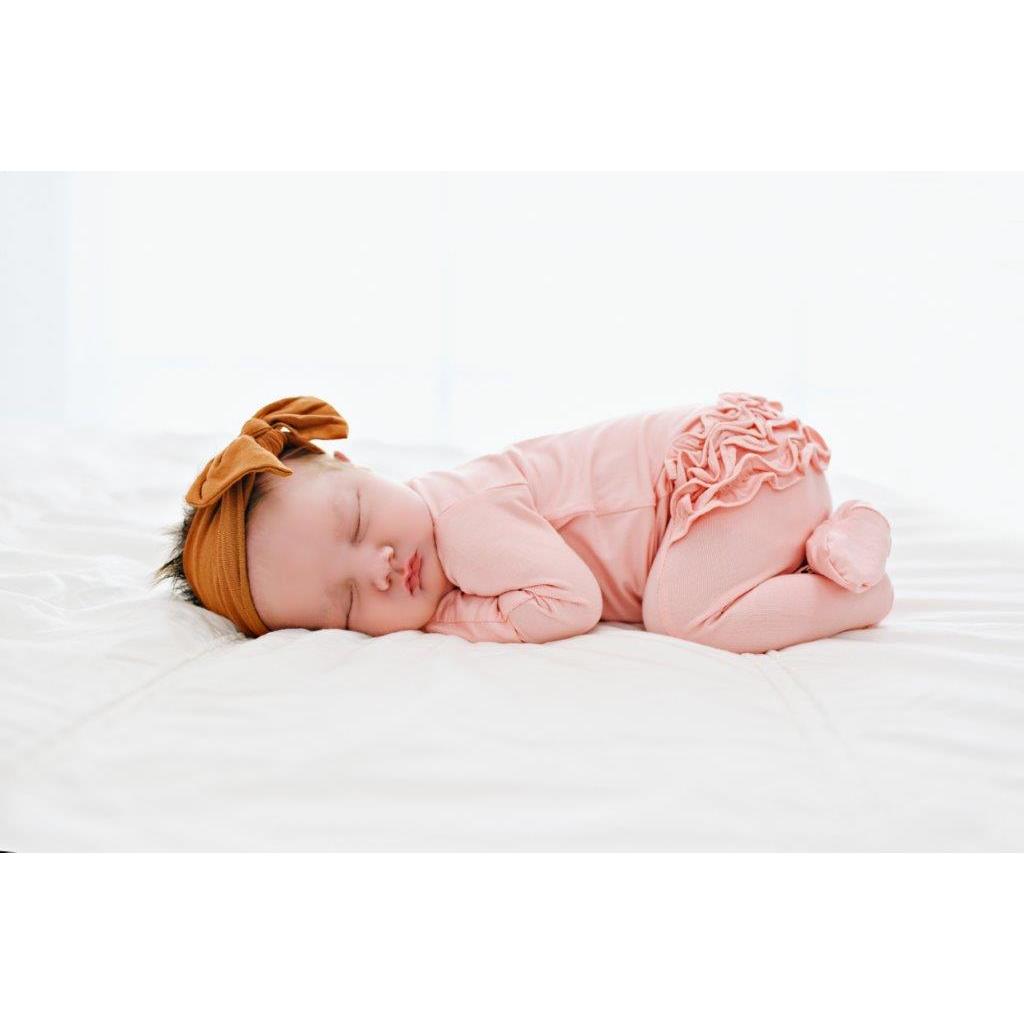 Ruffle 2 Way Zip Romper - Blush - HoneyBug 