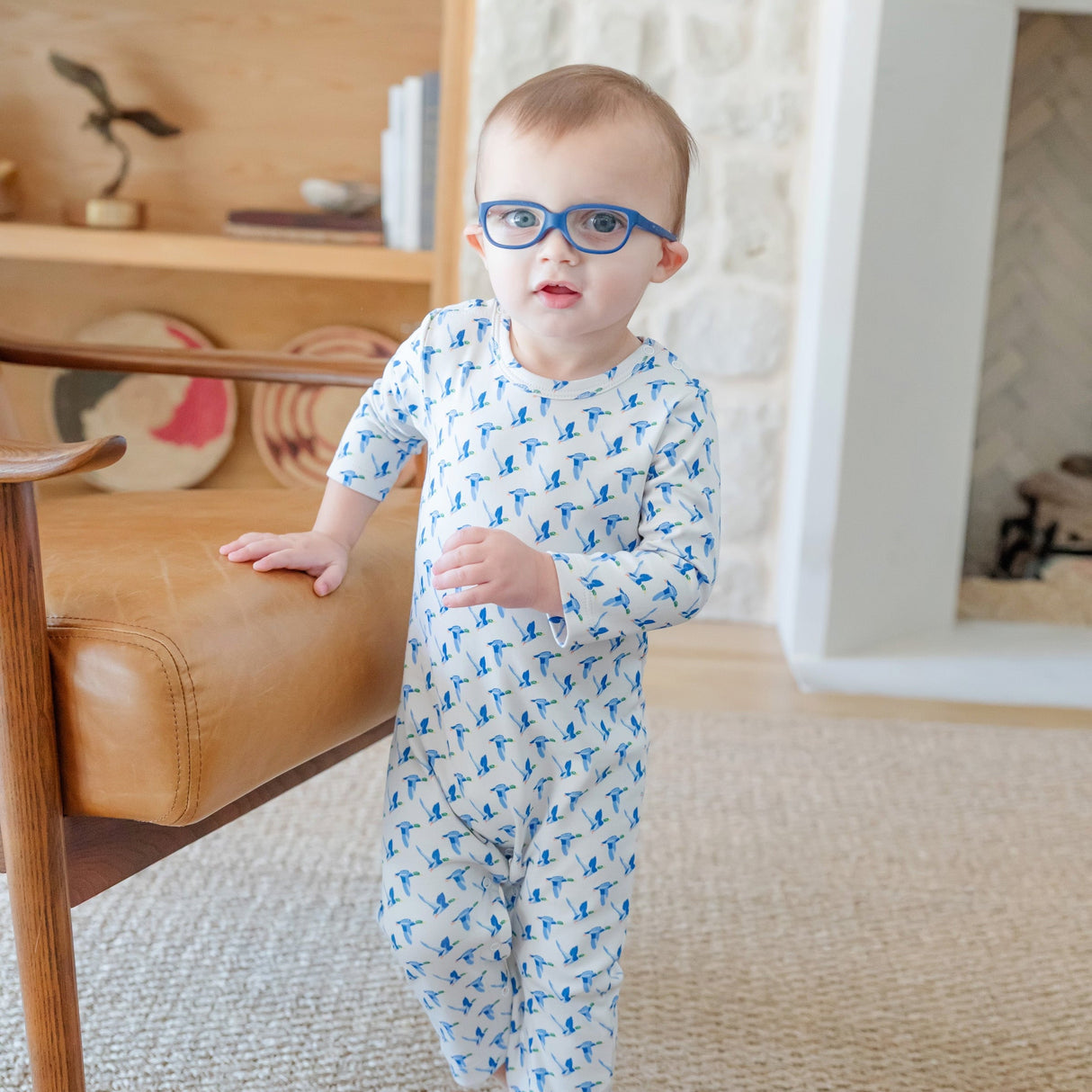 Thompson Boys' Pima Cotton Romper - Mallard Ducks - HoneyBug 