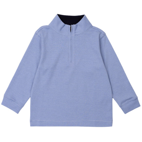 Spencer Quarter Zip Pullover - Blue Stripes - HoneyBug 