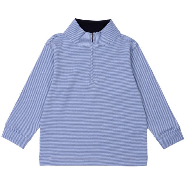 Spencer Quarter Zip Pullover - Blue Stripes - HoneyBug 