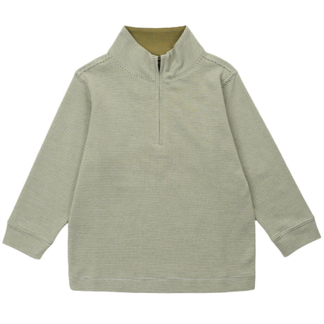 Spencer Quarter Zip Pullover - Green Stripes - HoneyBug 