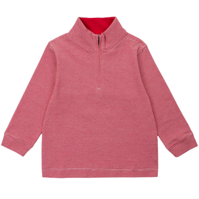 Spencer Quarter Zip Pullover - Red Stripes - HoneyBug 