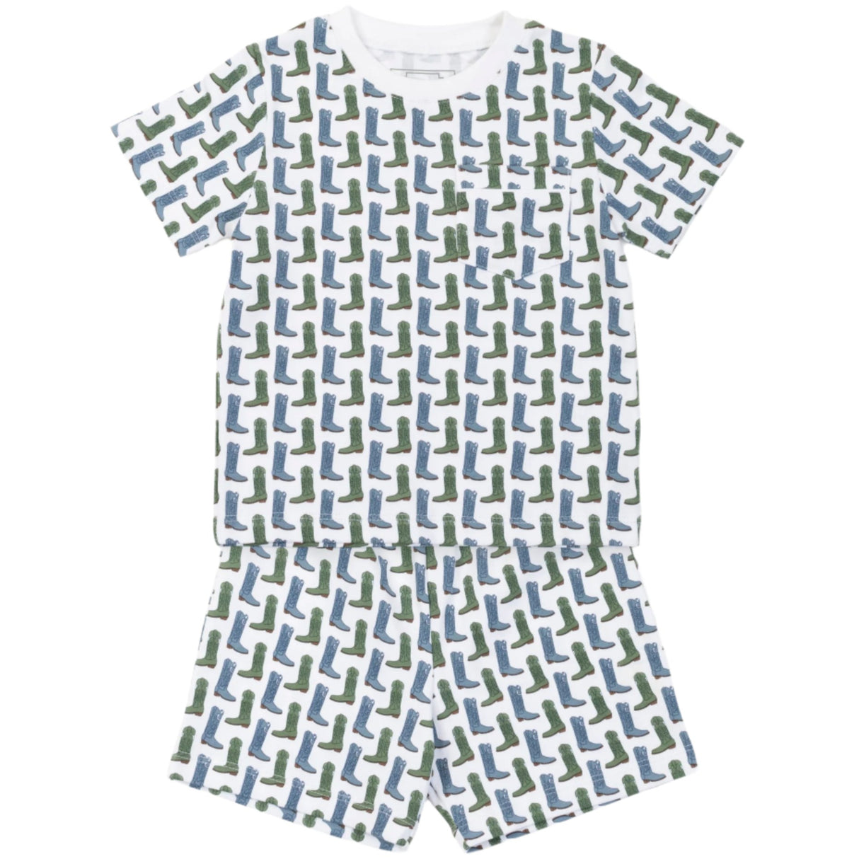 Charles Boys' Short Set - Cowboy Boots - HoneyBug 