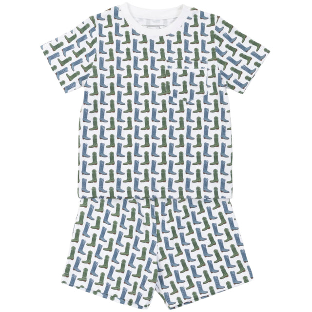 Charles Boys' Short Set - Cowboy Boots - HoneyBug 