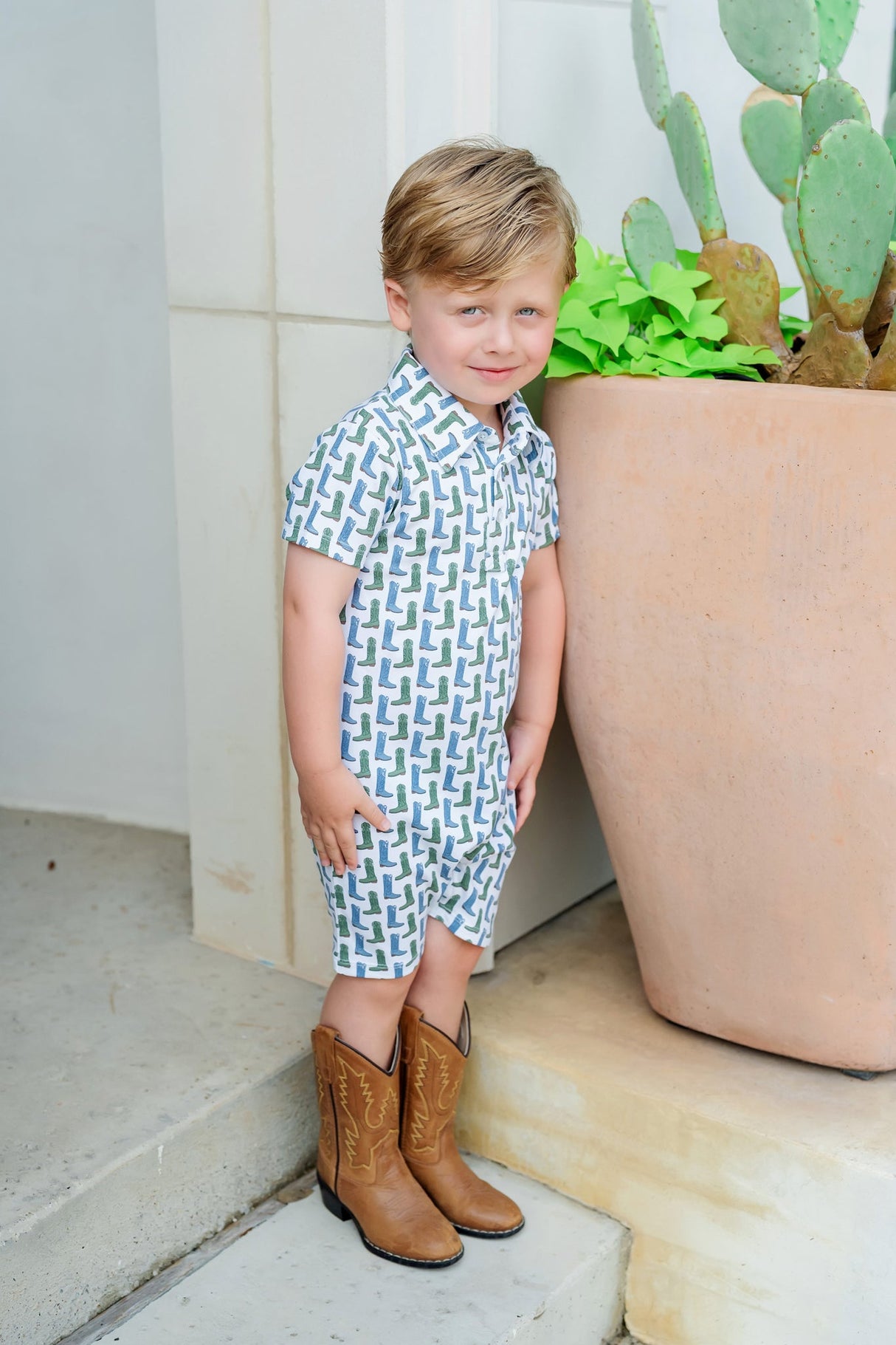 Tripp Boys' Polo Shortall - Cowboy Boots - HoneyBug 