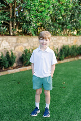 Sawyer Boys' Pima Cotton Play Shorts - Spruce Green - HoneyBug 