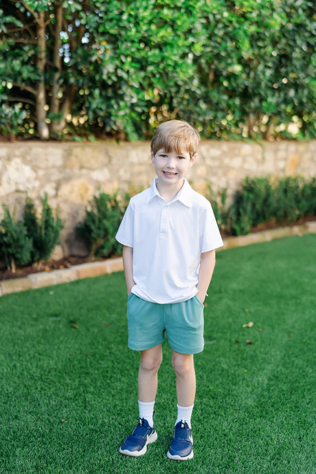 Sawyer Boys' Pima Cotton Play Shorts - Spruce Green - HoneyBug 