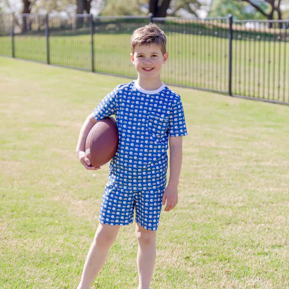 Charles Boys' Short Set - First Down Football - HoneyBug 