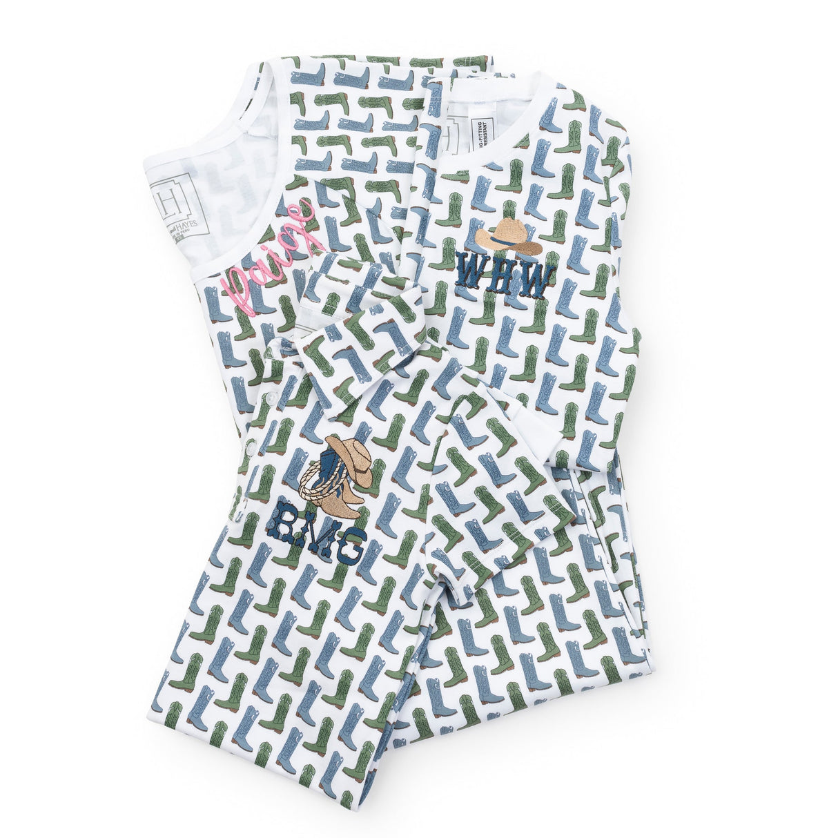 Marcia Women's Pajama Pant Set - Cowboy Boots (blue) - HoneyBug 