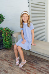 Lottie Girls' Dress - Blue and White Stripes - HoneyBug 