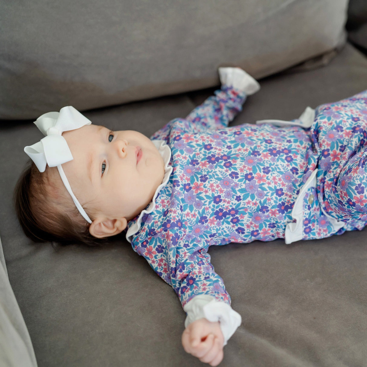 Lucy Girls' Romper - Blackberry Floral - HoneyBug 