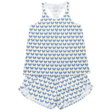 Alyssa Women's Pajama Short Set - Pickleball Blue - HoneyBug 