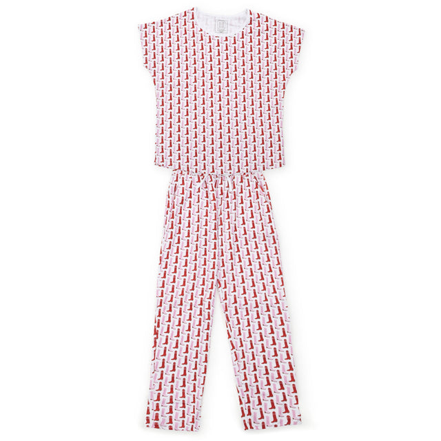 Marcia Women's Pajama Pant Set - City Boots (pink) - HoneyBug 