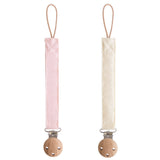 Linen Pacifier Clip 2-Pack - Blush/Cream - HoneyBug 