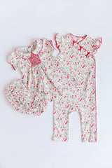 Madison Poppy Floral Romper - HoneyBug 