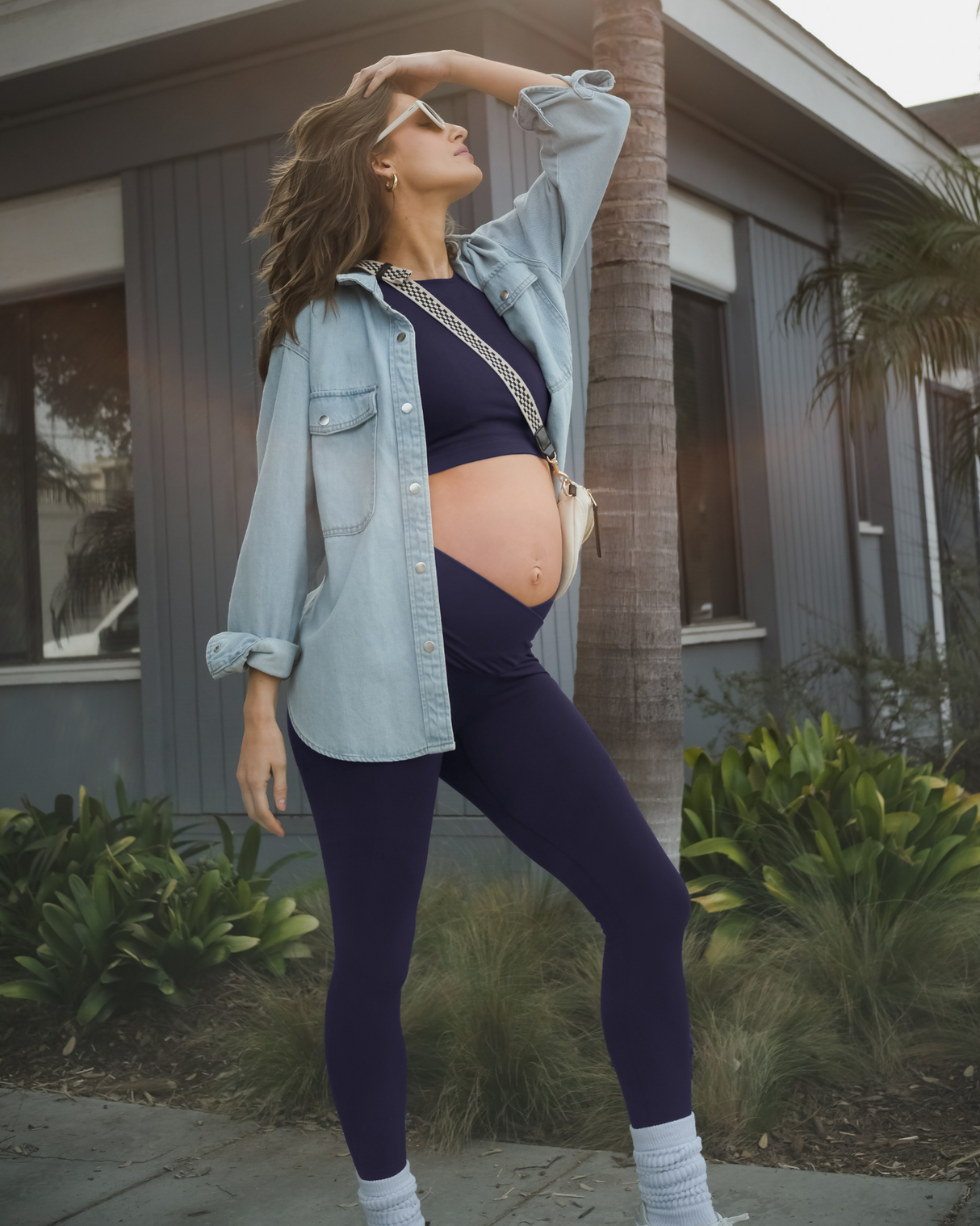Sublime® Bamboo Maternity & Nursing Longline Bra Top | Navy - HoneyBug 