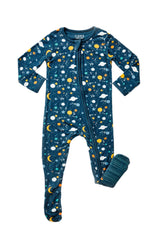 Soft & Stretchy Zipper Footie - Luna Midnight - HoneyBug 