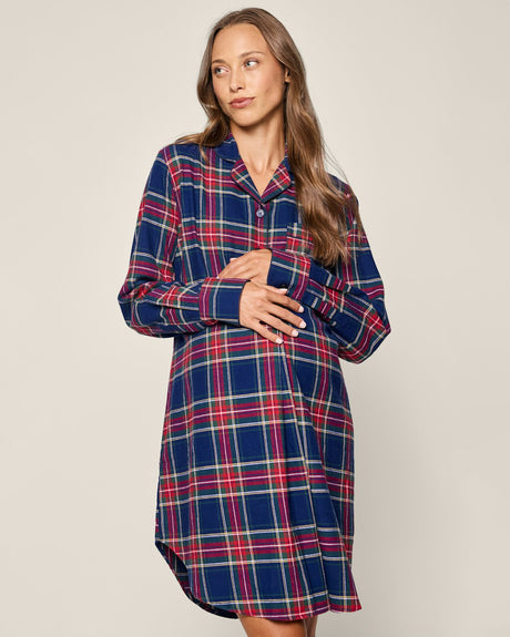 Women's Brushed Cotton Maternity Nightshirt in Windsor Tartan