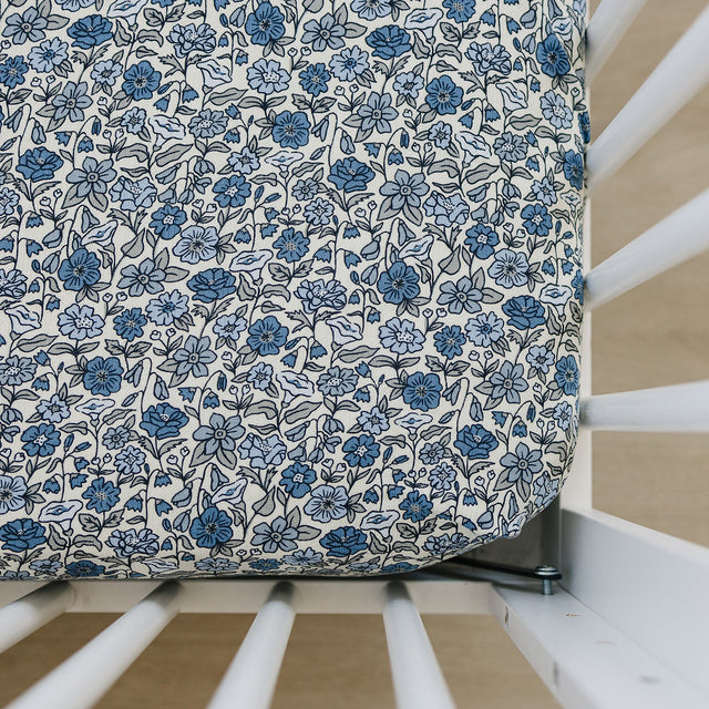 Bluebell Pointelle Bamboo Stretch Crib Sheet - HoneyBug 