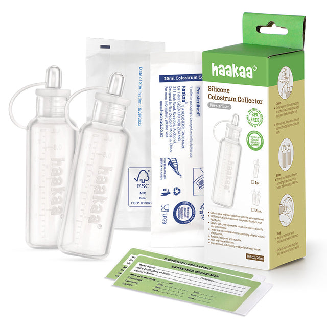 Haakaa Silicone Colostrum Collectors 20 ml, 2 PK (Pre-Sterilized) - HoneyBug 