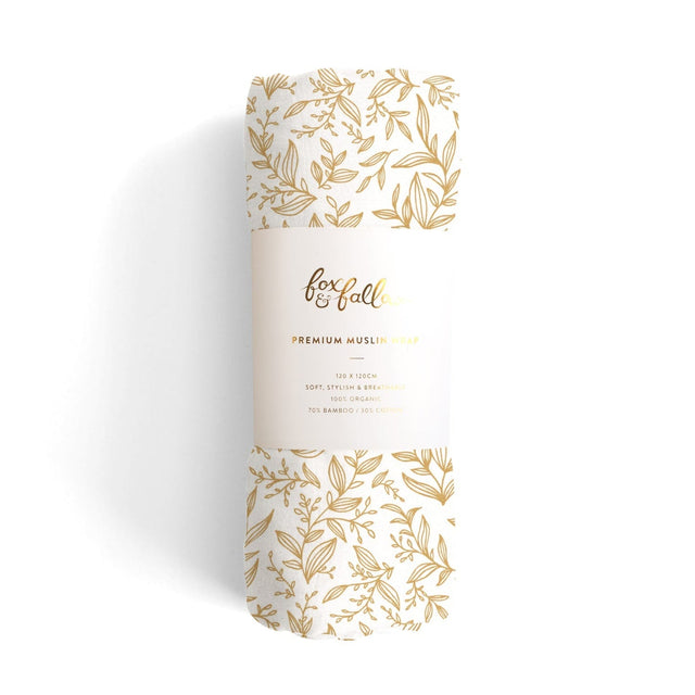 Golden Vines Organic Muslin Wrap Swaddle - HoneyBug 