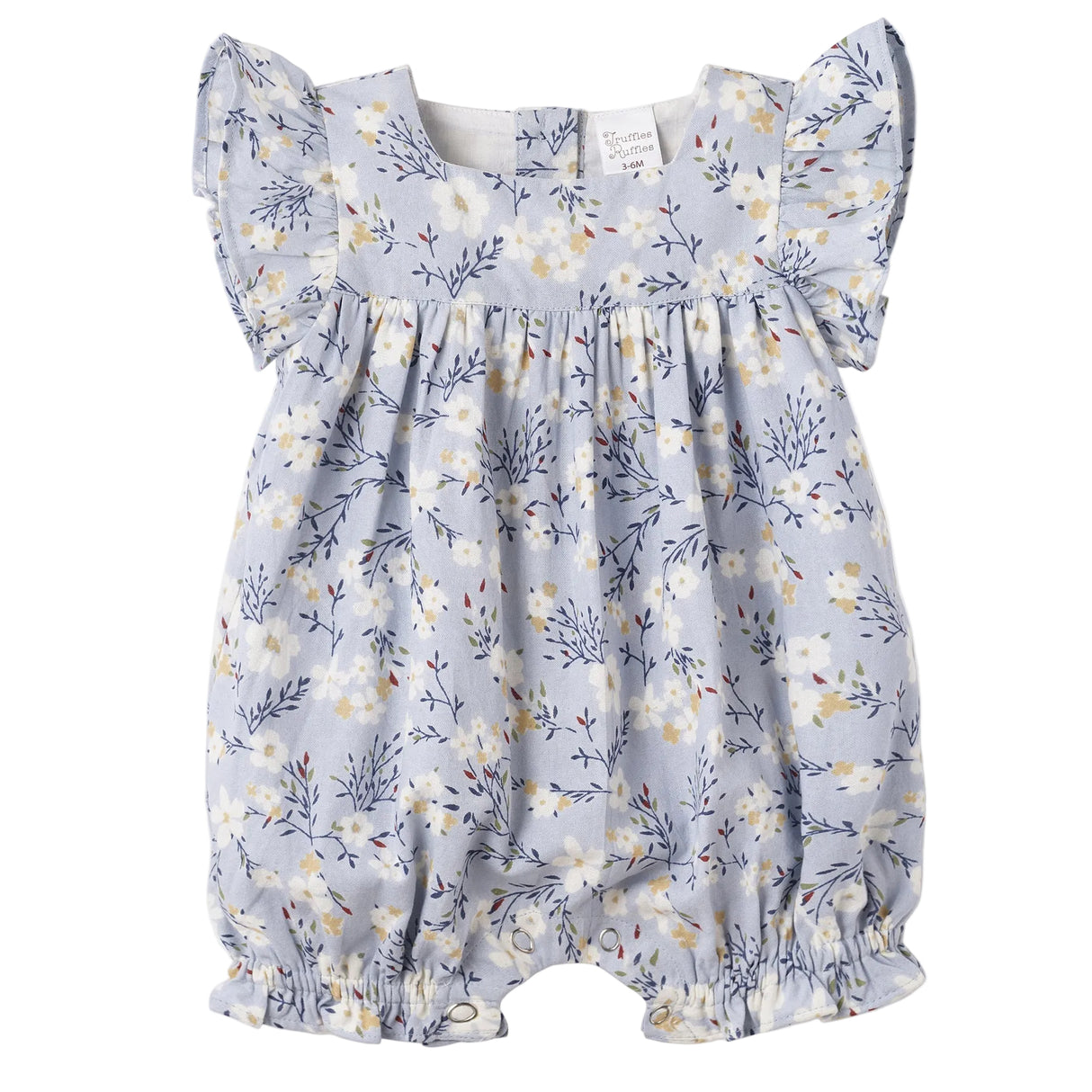 Floral Baby Romper – Soft Cotton Linen One-Piece with Ruffles
