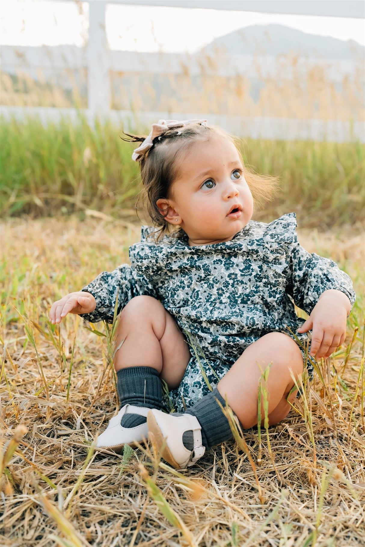 Liberty Floral Long Sleeve Ruffle Bubble Romper