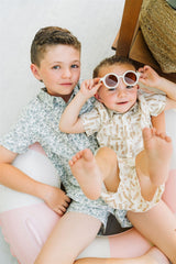 Palm Tree Linen Cotton Shorts - HoneyBug 