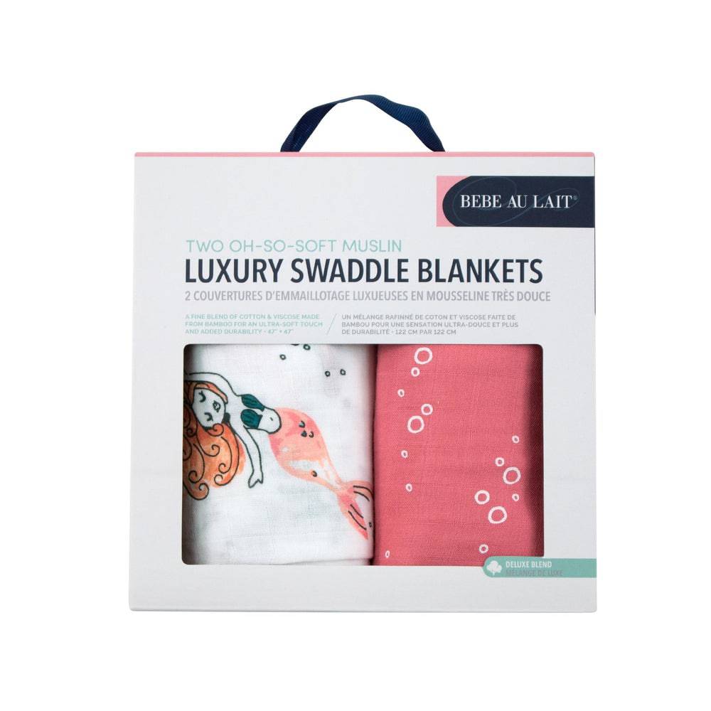 Muslin Swaddle Blanket Set Oh So Soft Mermaid + Bubbles - HoneyBug 