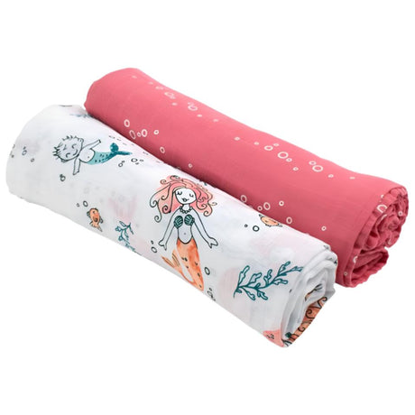 Muslin Swaddle Blanket Set Oh So Soft Mermaid + Bubbles - HoneyBug 