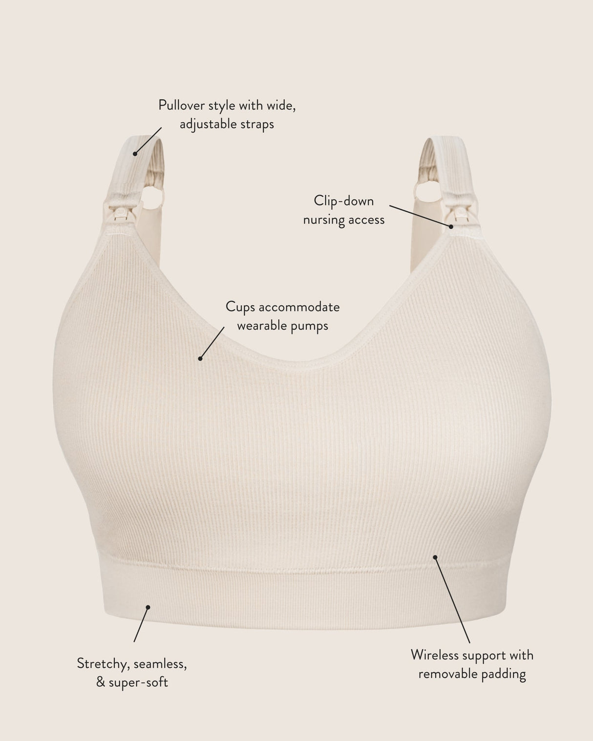 Mia Maternity & Nursing Lounge Bra | Stone - HoneyBug 