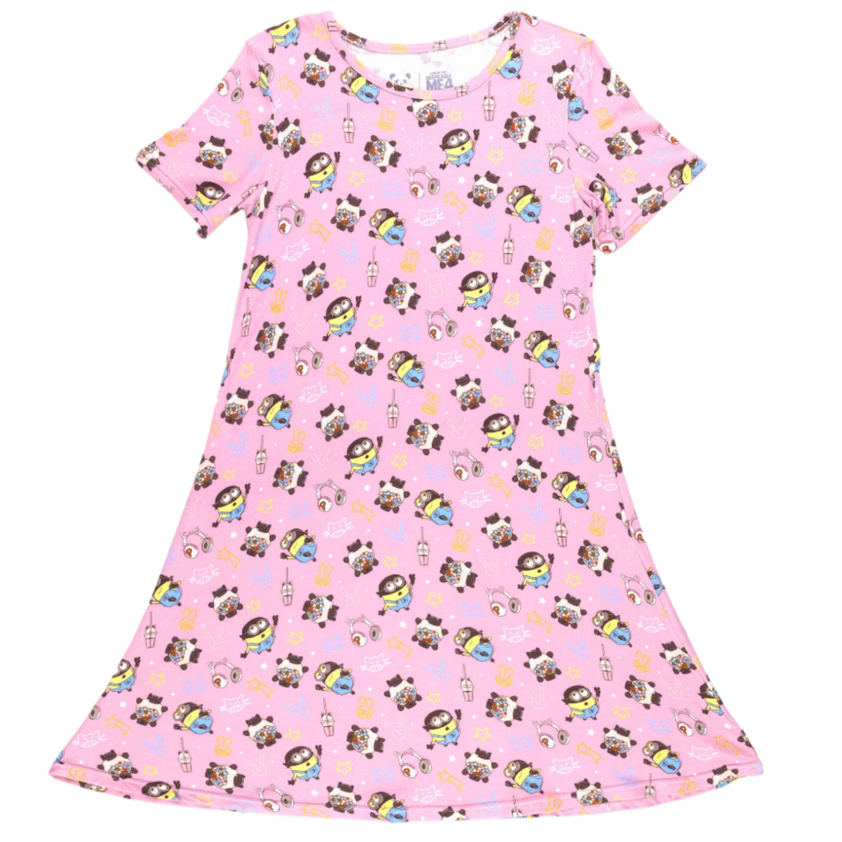 Despicable Me 4: Minions Always Popping Bamboo Girls' Short Sleeve Dress - HoneyBug 