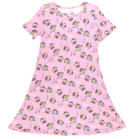 Despicable Me 4: Minions Always Popping Bamboo Girls' Short Sleeve Dress - HoneyBug 
