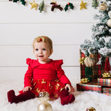 Gold Reindeer Christmas Bow Baby Headband