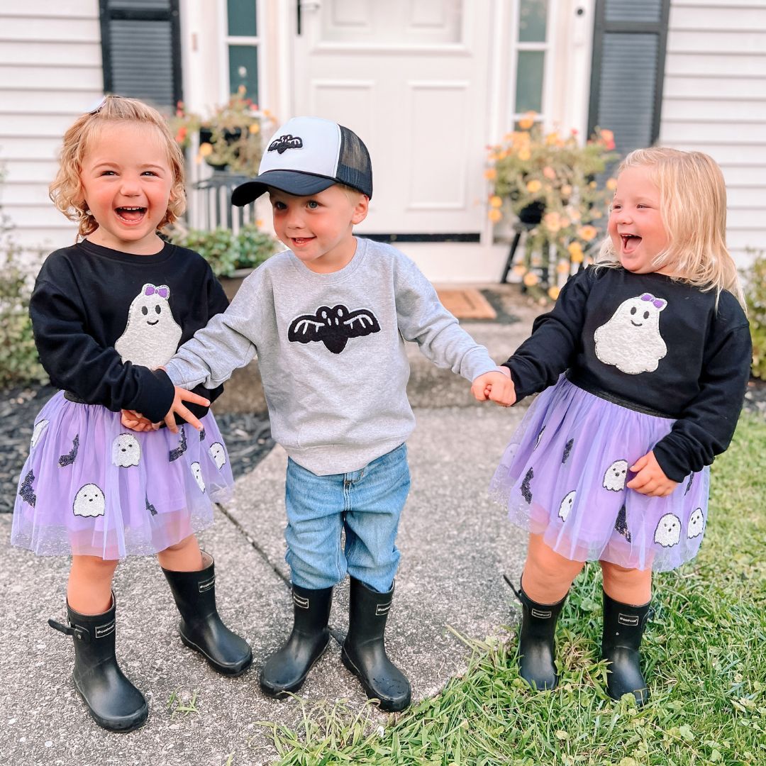 Bat Patch Halloween Trucker Hat - Black/White