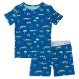 Monaco Blue Bamboo Kids Pajama Short Set - HoneyBug 
