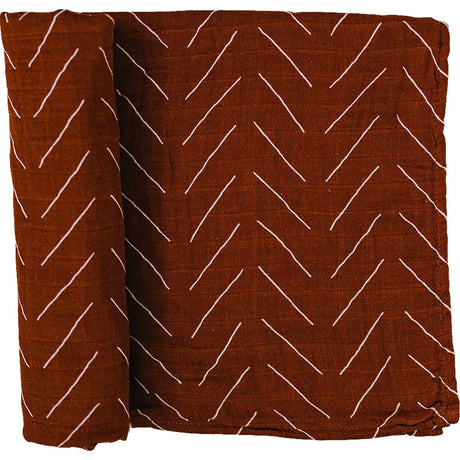 Rust Mudcloth Muslin Swaddle Blanket - HoneyBug 