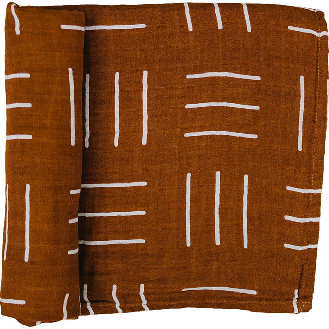 Mustard Mudcloth Muslin Swaddle Blanket - HoneyBug 