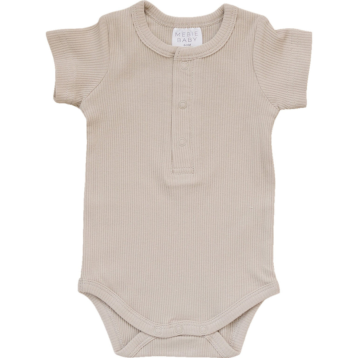 Oatmeal Organic Cotton Ribbed Snap Bodysuit - HoneyBug 